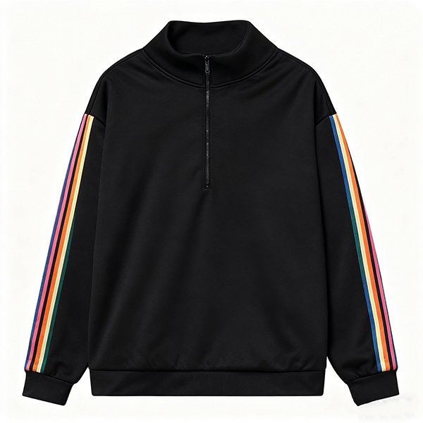 Unisex Polyester Sweatshirt - Oversized Drop Shoulder Half-Zip Hoodie